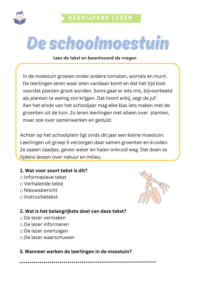 Werkblad begrijpend lezen