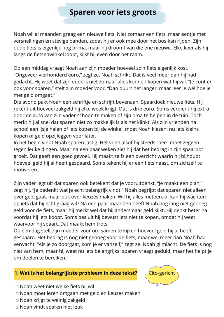 Werkblad groep 6 begrijpend lezen